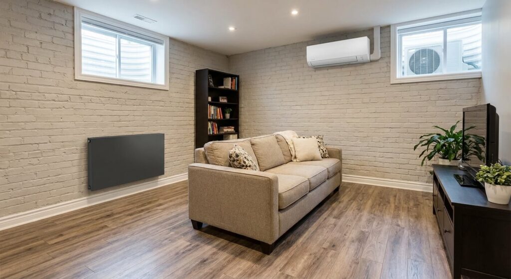 Pompe à Chaleur Air/Air (Climatisation réversible) installé dans un sous sol aménagé
