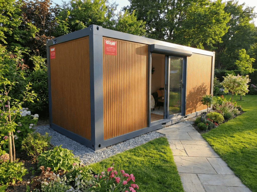 Studio de jardin modulaire 20 pieds installé sur pelouse