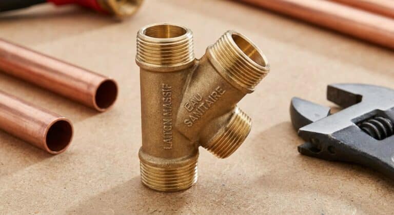 Raccord en Y en laiton massif pour doubler une arrivée d'eau sanitaire