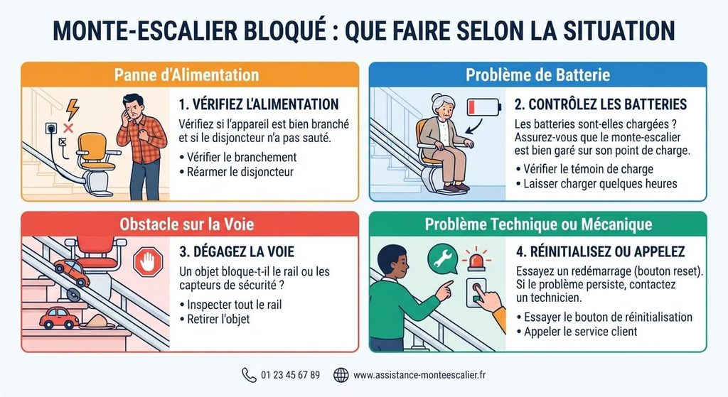 Monte-escalier bloqué : que faire selon la situation 3