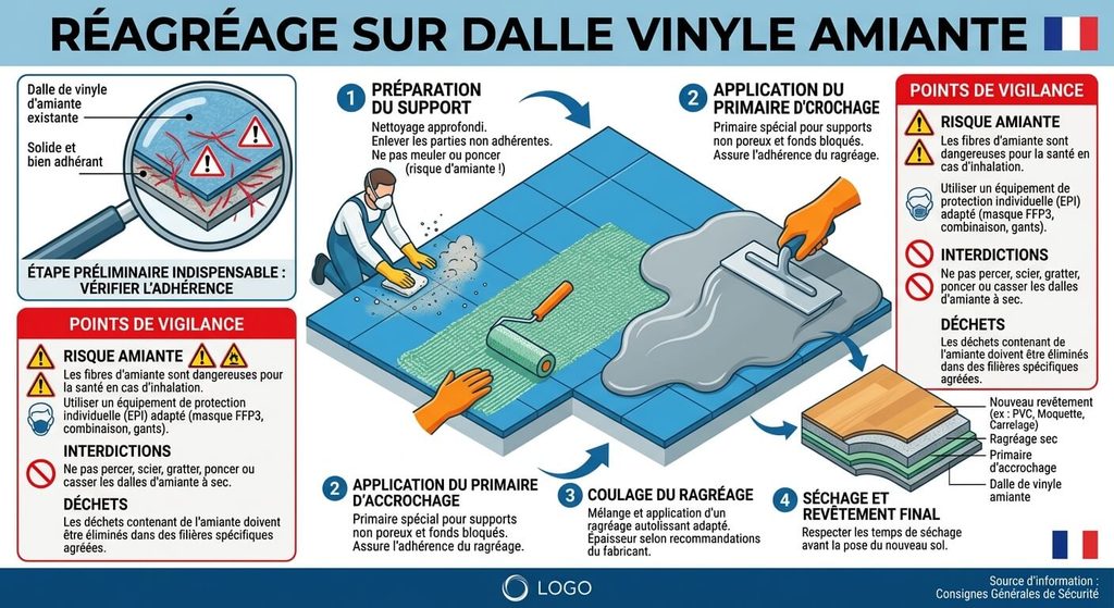 Ragréage sur dalle vinyle amiante : ce qui est autorisé et les précautions 3