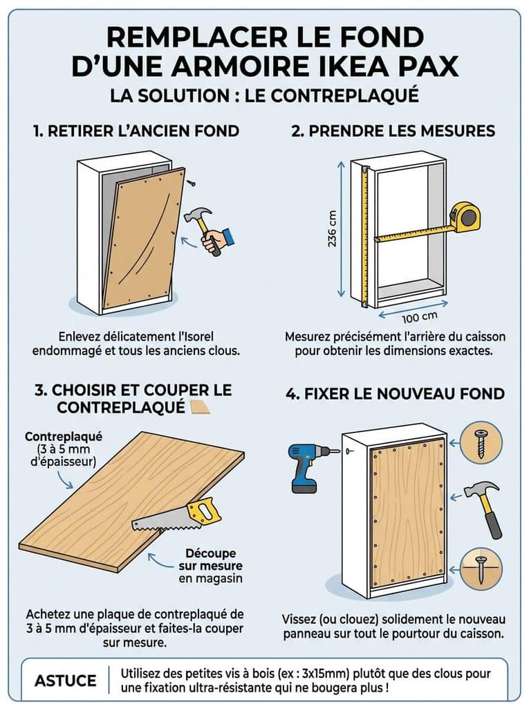 Remplacer le fond d’une armoire IKEA PAX : la solution 4