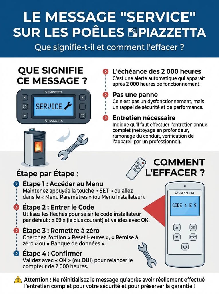 Service code Piazzetta : que signifie le message SERVICE et comment l’effacer ? 3